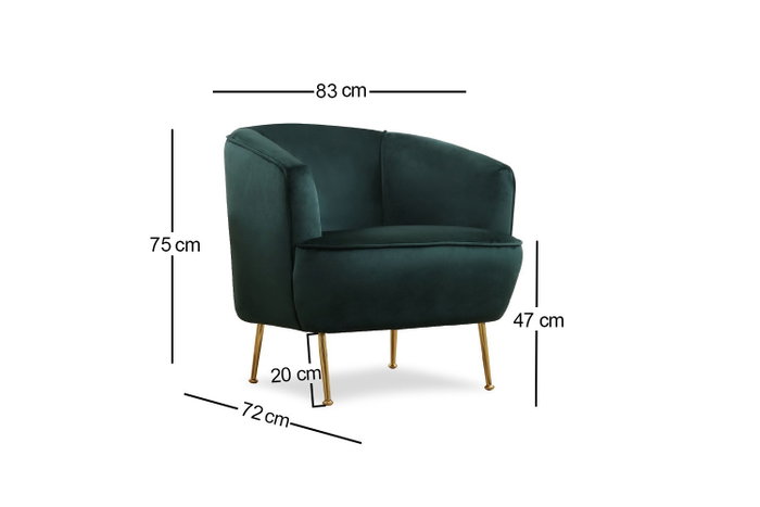 Atelier Del Sofa Sillón Orejero Verde Patas Doradas 83x75x72 cm